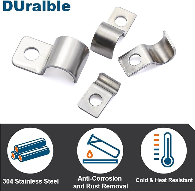 Conduit Pipe Clamps, 304 Ss Pipe Mounting Brackets, Metal One-Hole P-Type Clips - Image 6