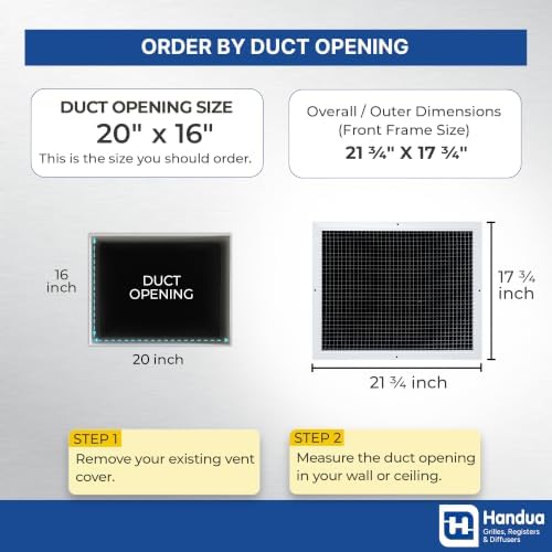 Fits 20x16 and 16x20 Duct Opening | Aluminum Eggcrate Return Air Grille | Low - Image 2