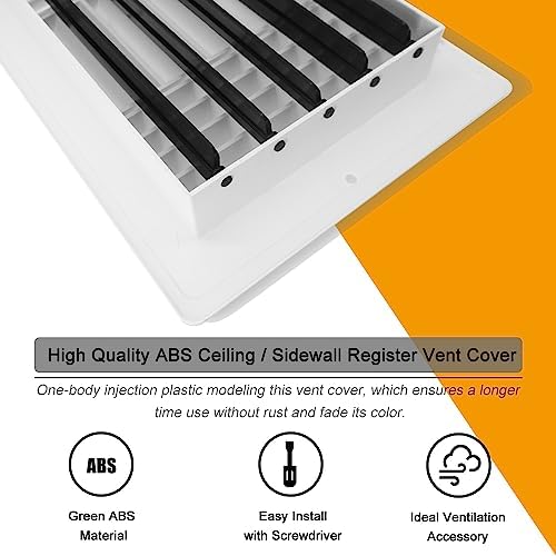 2 Pack Air Vent Cover Ceiling Register, FanGoFast Wall Vent 3-Way Plastic - Image 6