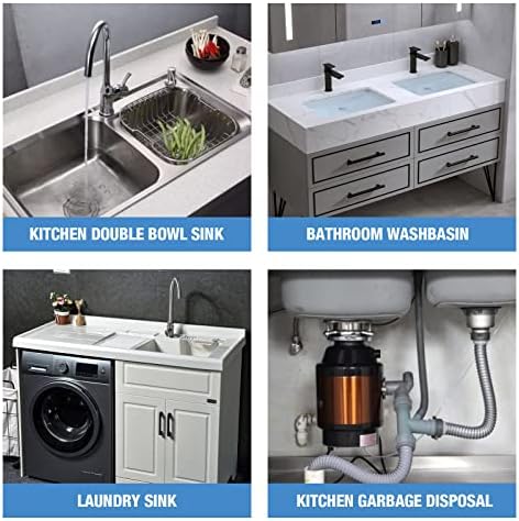 NiHome Double Kitchen Sink Drain Kit, Flexible P-Trap 1-1/2" 1-1/4" w/Tape - Image 7