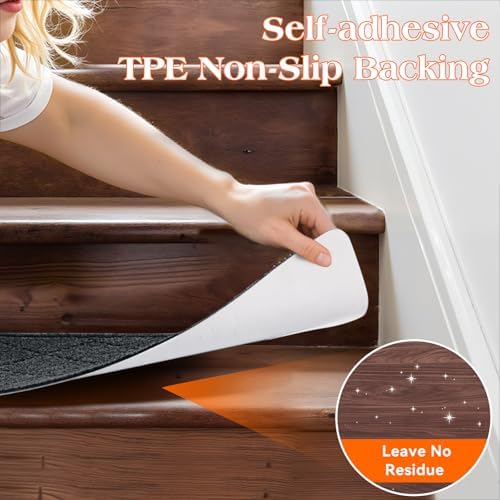 Stair Treads for Wooden Steps 18 PCS, Non Slip Rugs Dark Grey - Image 4