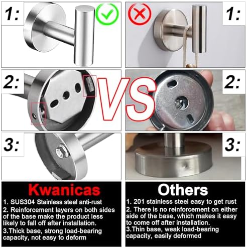 6 Pieces Brushed Nickel Bathroom Hardware Accessories Set Hand Towel Ring - Image 6