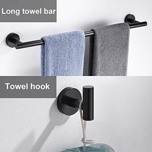 6 Pieces Matte Black Bathroom Hardware Accessories Set Hand Towel Ring 16&23.6 - Image 3