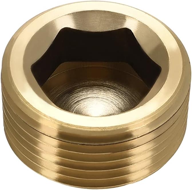 1/8" NPT Plug Brass Pipe Fitting, Counter sunk Thread Internal Hex Head Style - Image 2