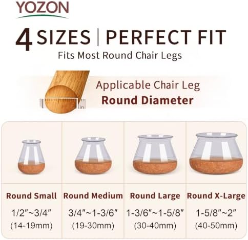 YOZON Chair Leg Floor Protectors Felt Silicone Caps Strengthen Bottom - Image 4
