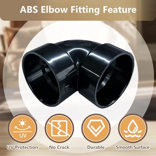 LESSO 2PCS 1-1/2" Elbow ABS Pipe, 90 Degree 1.5 Inch, SCH40 Black - Image 5