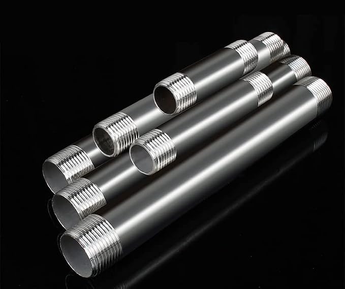 304 Stainless Steel Nipple Pipe Fitting 1/2" NPT X 1/2" NPT Male Thread Cast - Image 3