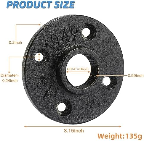 3/4" Heavy Duty Black Floor Flange, 40 Pack Malleable iron Pipe Flange - Image 2