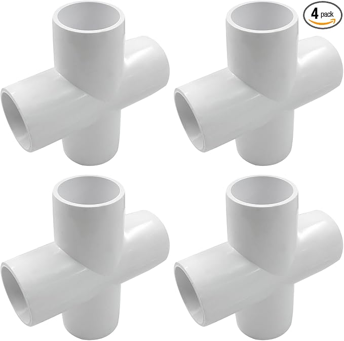 Piutouyar 4 Pcs 3/4" Cross Elbow PVC Pipe Fitting, 4 Way | Furniture Grade Pipe by Piutouyar