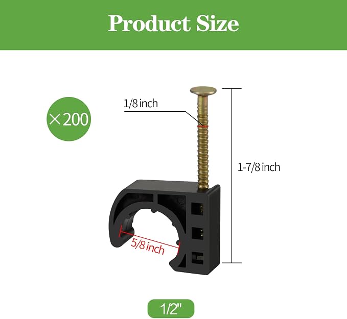 200 Pack 1/2" Half Clamps J-Hook - Image 3