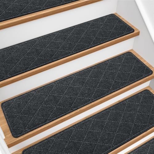 Stair Treads for Wooden Steps 4 PCS, Non Slip Rugs Dark Grey by Unknown