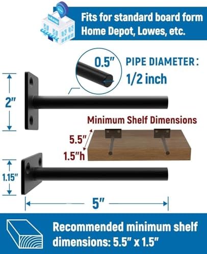 LEOPO 12-Pack 5 inch Floating Shelf Brackets, Hidden Shelf Bracket - Image 3
