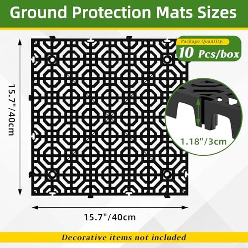 10 Pcs 15.7" x 15.7" Heavy Duty Ground Protection Mats, Interlocking Non-Slip - Image 2