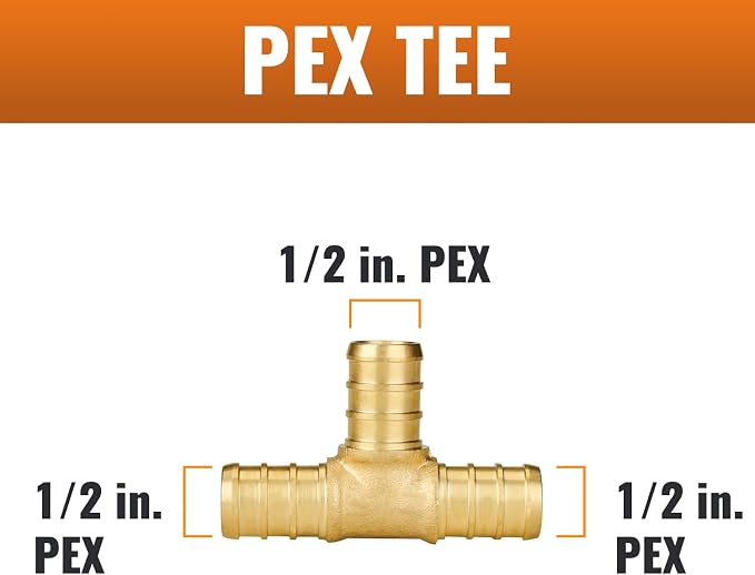 6-Pack 1/2" PEX Tee, PEX Fittings 1/2 Inch Tee | Brass - Image 2