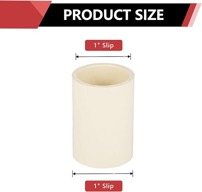 5 Pack EFIELD 1 Inch CPVC Coupling Adapter Fittings, Slip x Slip | Socket - Image 2