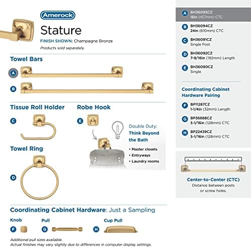 Amerock Stature 18" Champagne Bronze Towel Bar - Image 4