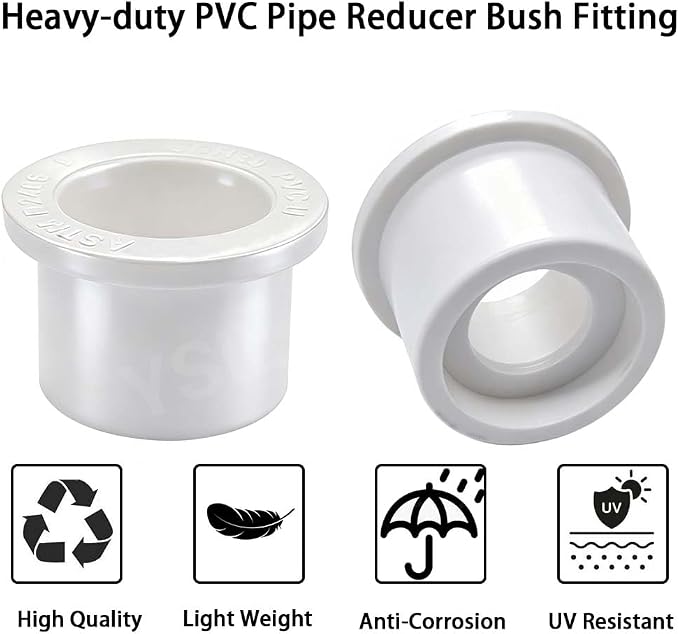 YSIL 10Pack 1" X 1/2" PVC Reducer Bushing Fitting | PVC Pipe Reducer Bush - Image 4