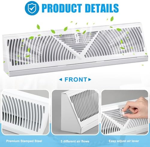 Yaocom 4 Pcs Baseboard Register Vent 24 Inch Duct Opening Size Baseboard Vent - Image 3