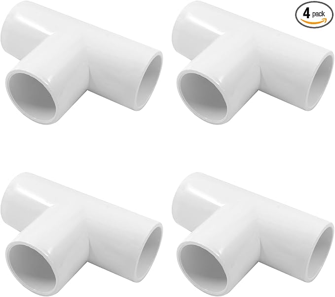 Piutouyar 4 Pcs 3/4" Tee Elbow PVC Pipe Fitting, 3 Way | Furniture Grade Pipe by Piutouyar