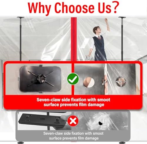 10FT Dust Barrier Poles Kit, Spring Retractable Zipper Wall Poles - Image 5