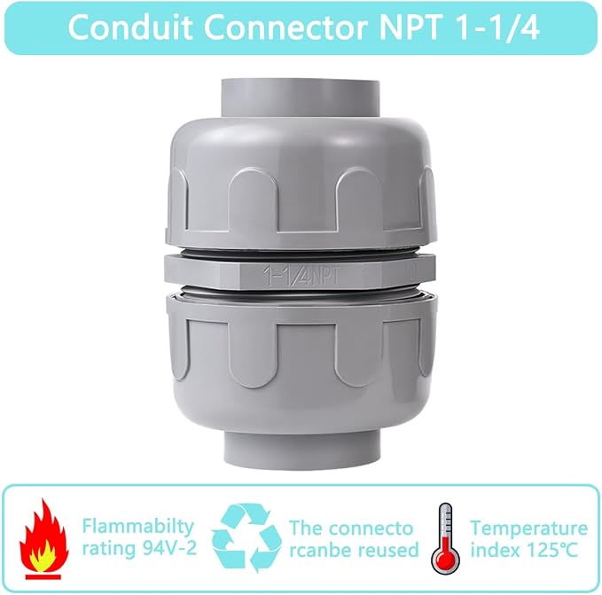 NPT 1 Double Conduit Liquid-Tight Connector Straight | Extend Repair Conduit - Image 4
