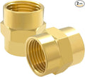Hooshing 2PCS Brass Coupling Pipe Fitting, 1/2" x 1/2" NPT Female Coupler by Hooshing