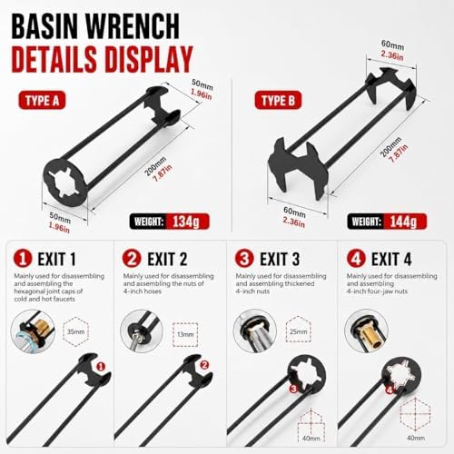 7-Piece Plumbing Tool Kit: 14-in-1 Multi-Function Wrench + 2-Axis 7-Profile - Image 4