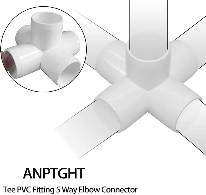 2 Inch Tee PVC Fitting 5 Way Elbow Connector, Furniture Grade 90 Degree Elbow - Image 5