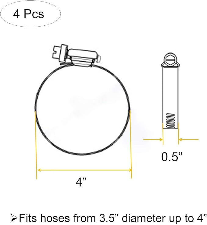 4Pcs 4" Upgraded Version Adjustable 304 Stainless Steel Duct Clamps | Thicken 4 - Image 6