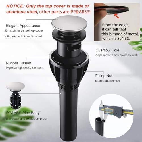 Bathroom Sink Drain, Pop Up Drain Stopper - Image 5