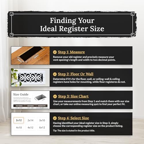 Decor Grates ST610W Scroll Design Wall/Ceiling Register, Textured Black - Image 3