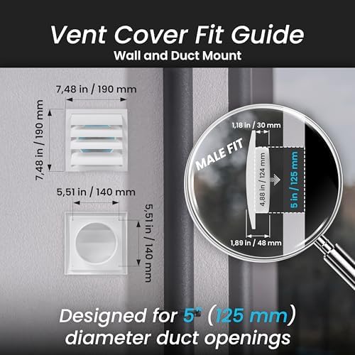 Repa Market ABS Plastic White 5 Inch Dryer Vent Cover Outside, 5 Inch Exhaust - Image 2
