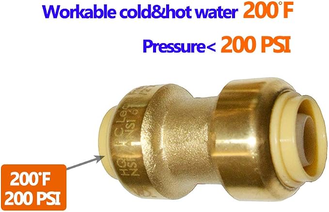 Push Fit PEX Fittings Straight Coupling 1/2", Push-to-Connect Copper, No Pb - Image 8