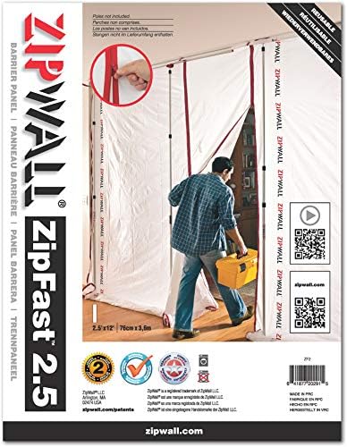Zipwall ZF2-PK32 ZipFast Reusable Reuseable Barrier, 2.5' 32 Pack by ZIPWALL