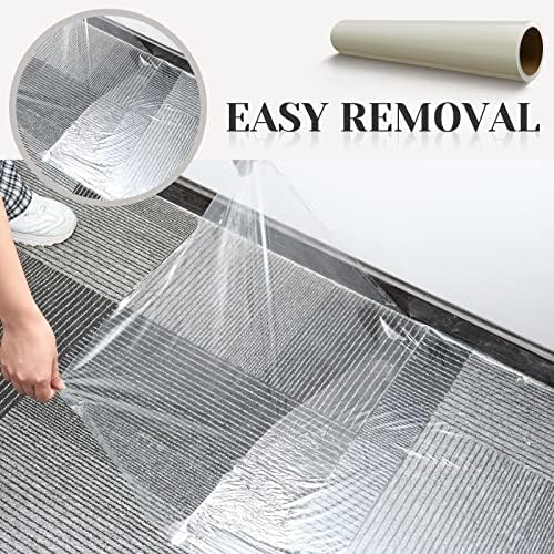 Amylove 24 Inch X 200 ft Carpet Plastic Protection Film, Transparent - Image 3