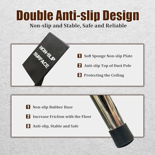 10FT Dust Barrier Poles 4 Pack, Stainless Steel Retractable Zipper Wall Poles - Image 3