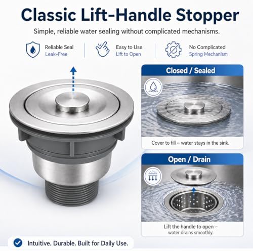 3.5" Kitchen Sink Drain, 304 Stainless Steel Strainer - Image 6