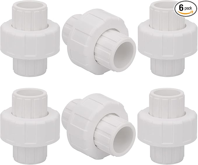 6Pcs 1/2" PVC Union Coupling Pipe Fitting 1/2Inch PVC Slip Union PVC Adapter by Lswteiz