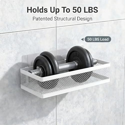 PUSDON Mesh Shower Caddy Wall Mount, Heavy Duty Adhesive Bathroom Shelf - Image 6