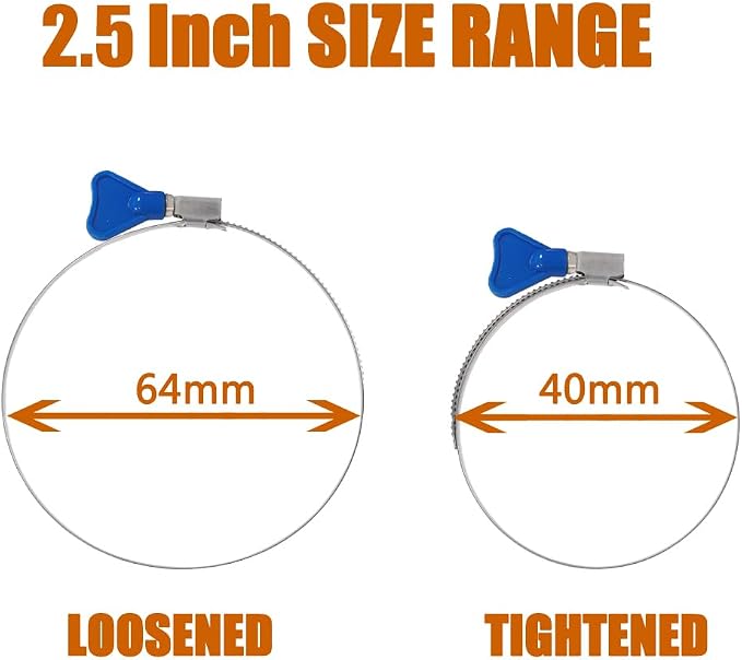 ISPINNER 4pcs 2.5 Inch Key-Type 304 Stainless Steel Worm Gear Hose Clamps - Image 5