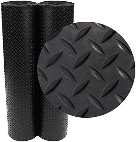 Rubber-Cal Diamond-Plate Rubber Flooring Roll - 3 mm x 4 ft x 2.5 ft Roll - by Rubber-Cal