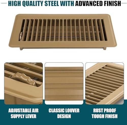 VOISEN Floor Register 4x10, 4 Pack Brown Floor Vent Covers - Image 5