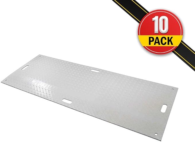 10 Pk 4' x 8' - 1/2" Thick Heavy Duty White Ground Protection Mats - Easily - Image 2