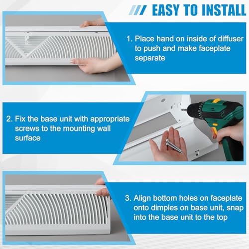 Yaocom 48 Inch Baseboard Register Vent 48" Duct Opening Size Vent Covers - Image 4