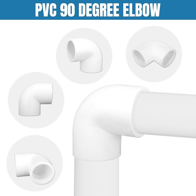 20 Pack 1/2 Inch 90 Degree PVC Elbow Fitting, Furniture Grade 2 Way Right Angle - Image 4