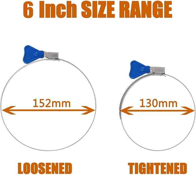 ISPINNER 2pcs 6 Inch Key-Type 304 Stainless Steel Worm Gear Hose Clamps - Image 5