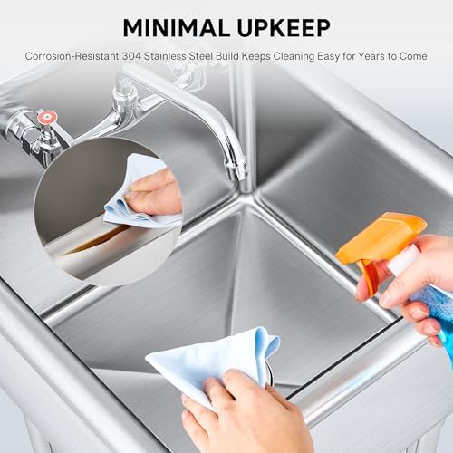 WILPREP 1-Compartment Sink, Freestanding Single Bowl Utility Sink, Work Station - Image 4