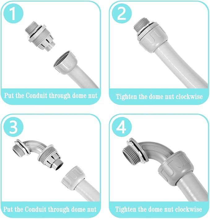 32 Pack Kit 1/2" NPT Liquid Tight Connector Conduit Fitting UL PVC | UV - Image 4