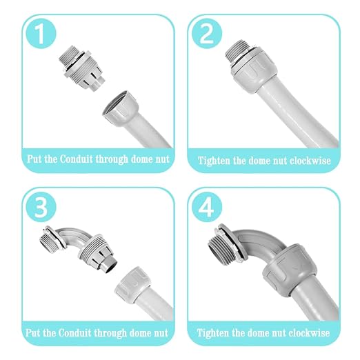 15FT 1/2" NPT PVC Liquid Tight Conduit Kit UL 2 Straight 1 Angle Connector | UV - Image 4