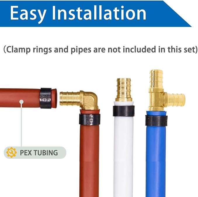 Hooshing 30 Pack 1/2" PEX Fitting Combo, Straight Coupling, Tee Set | Heavy - Image 3